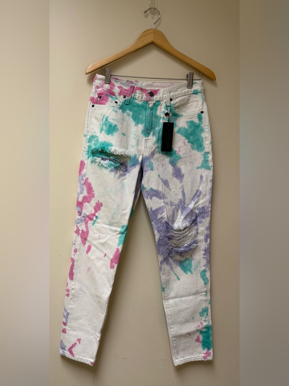 NWT 💚Carmar Tie-Dye Skinny Jeans in White, Teal & Lavender💚